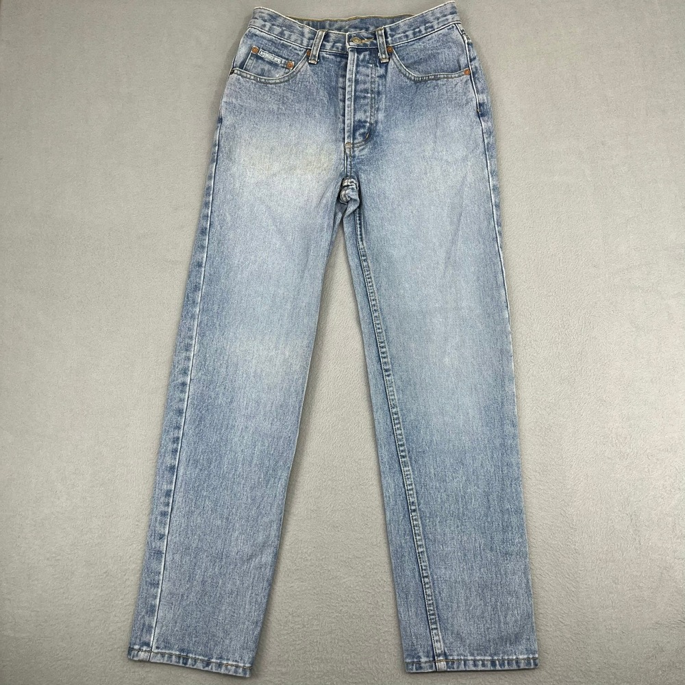 Vintage American People High Waisted Straight Leg Light Wash Jeans Womens 26